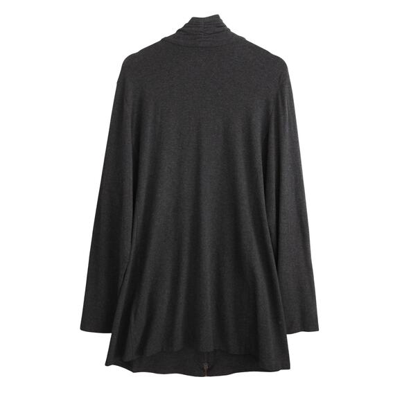 Eileen Fisher Gray Stretch Jersey Zip Front Long Sweater Jacket XL - Picture 3 of 5